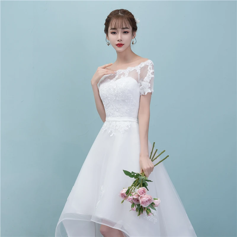 OPZC женское свадебное платье со шлейфом высоким/низким сексуальное с вырезом