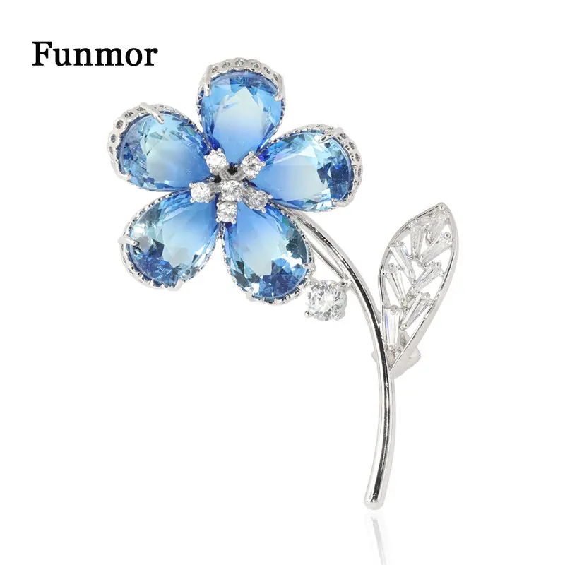 Женская Брошь из меди и циркона в форме цветка | Украшения аксессуары