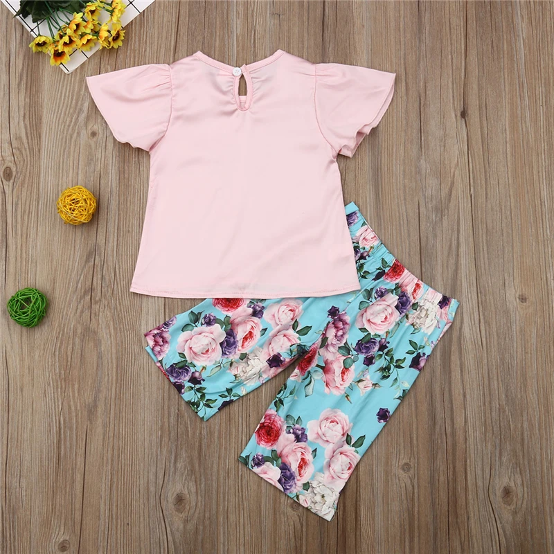 2 шт./компл. хлопковая футболка с коротким рукавом и принтом + леггинсы|Комплекты