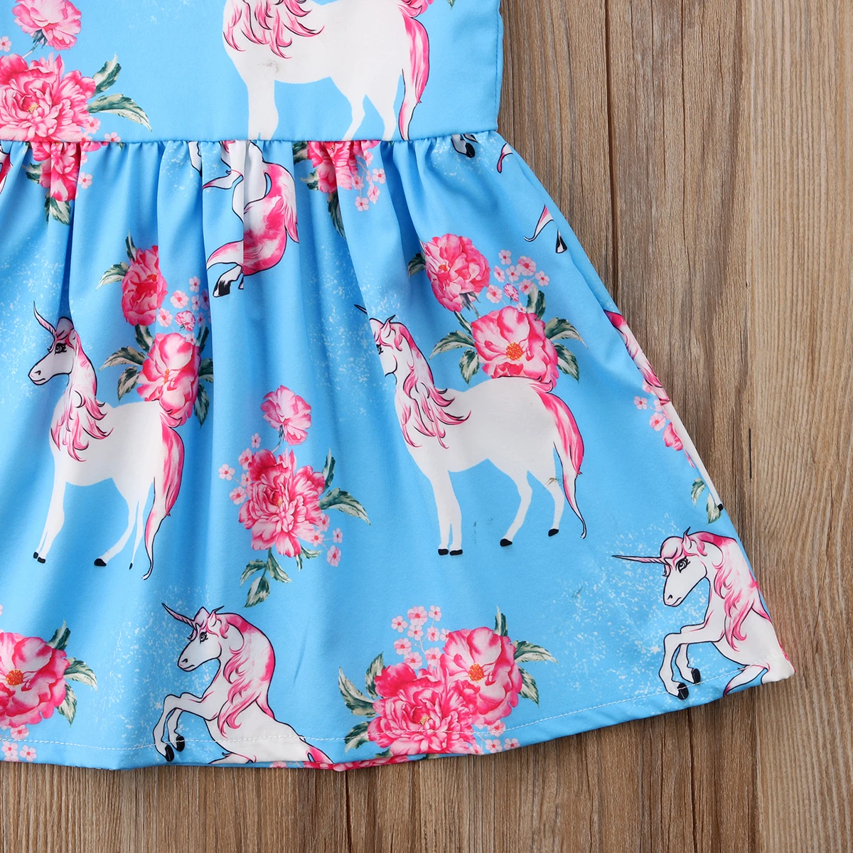 Детское платье Pudcoco для маленьких девочек с мультяшным принтом единорога