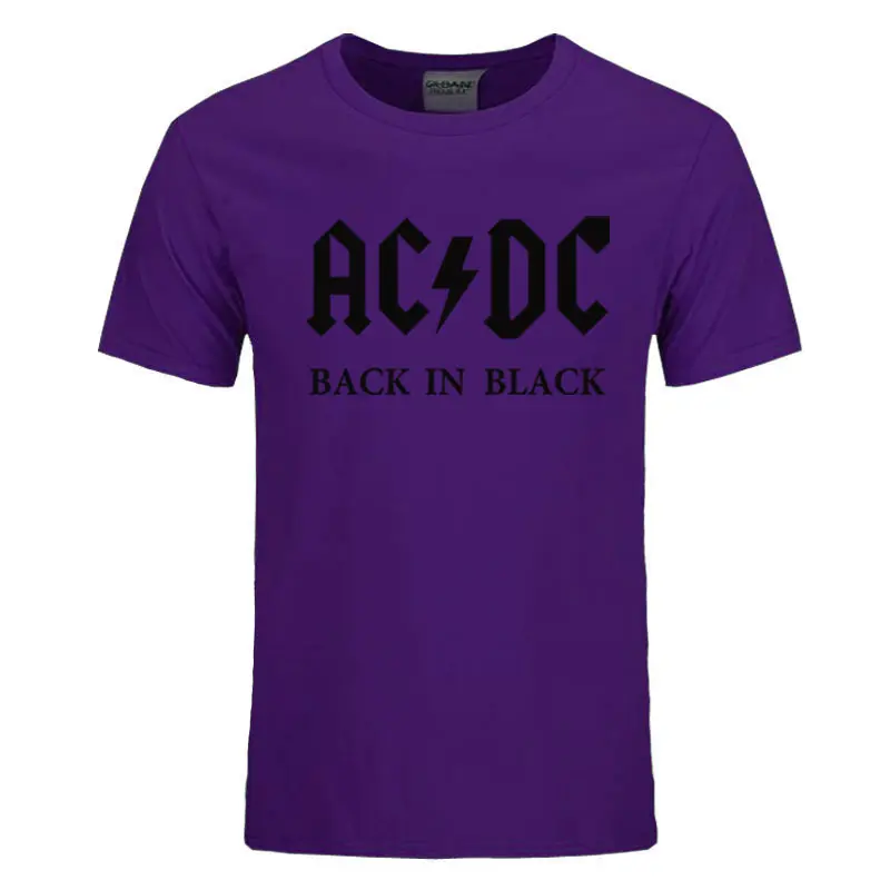 purpleblack Рок группа AC DC Футболка Мужская Лето хлопок Модная брендовая ACDC Мужская футболка хип-хоп футболки для фанатов - Цвет: purpleblack