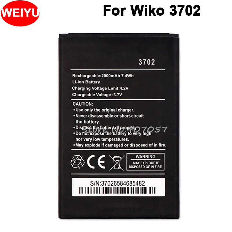 Для телефона Wiko 3702 аккумулятор 2000 мАч большая емкость батарея хорошее качество