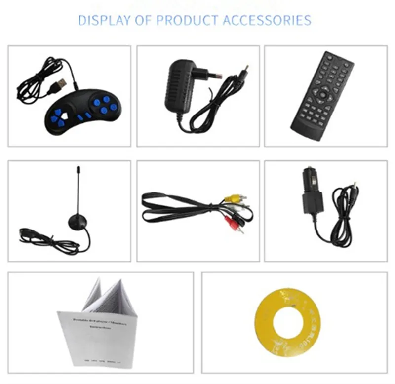 DVD VCD плееры 7,8 дюймов портативный EVD плеер HD tv с аналоговым USB кард-ридером игры поворотный HD экран MP3 видео машина динамик