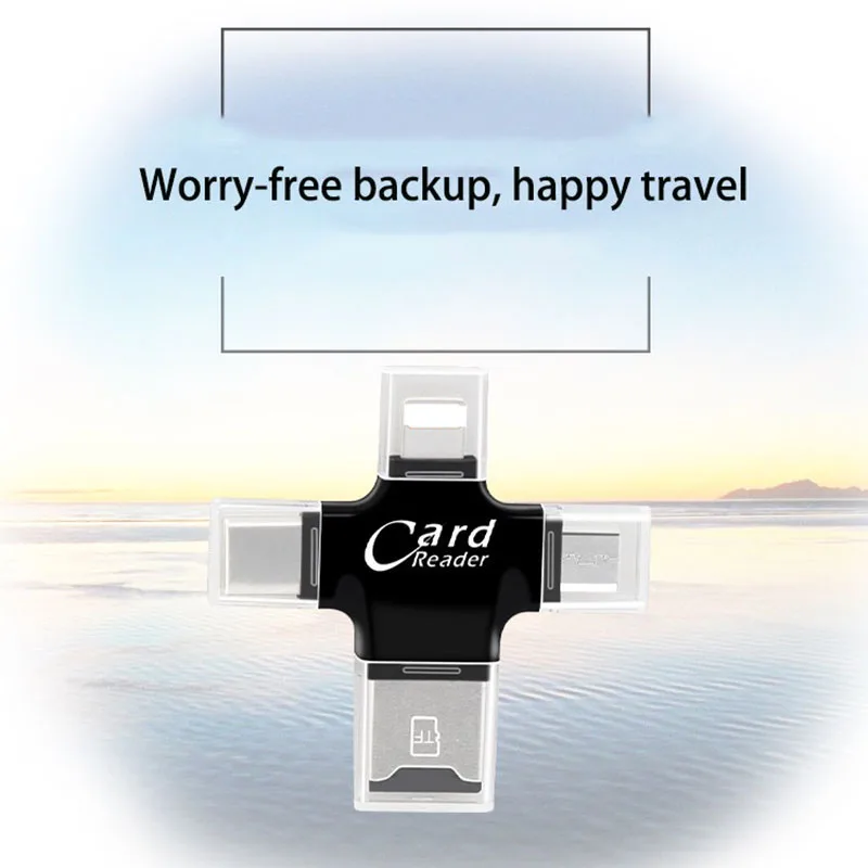 UVR 4 In 1 Office Tool Adapter Type-C/Micro USB/USB 2.0 Micro TF Card OTG for Android IPhone Type C Phone PC Data Sync |