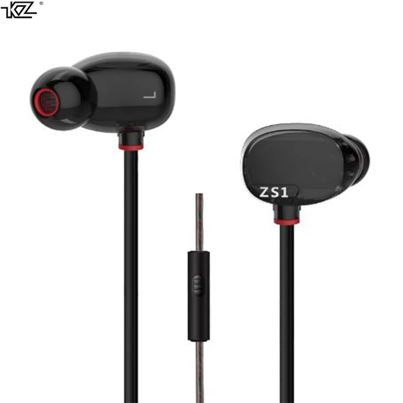Наушники KZ ZS1 с двойным драйвером мощные стерео наушники-вкладыши с/без HD