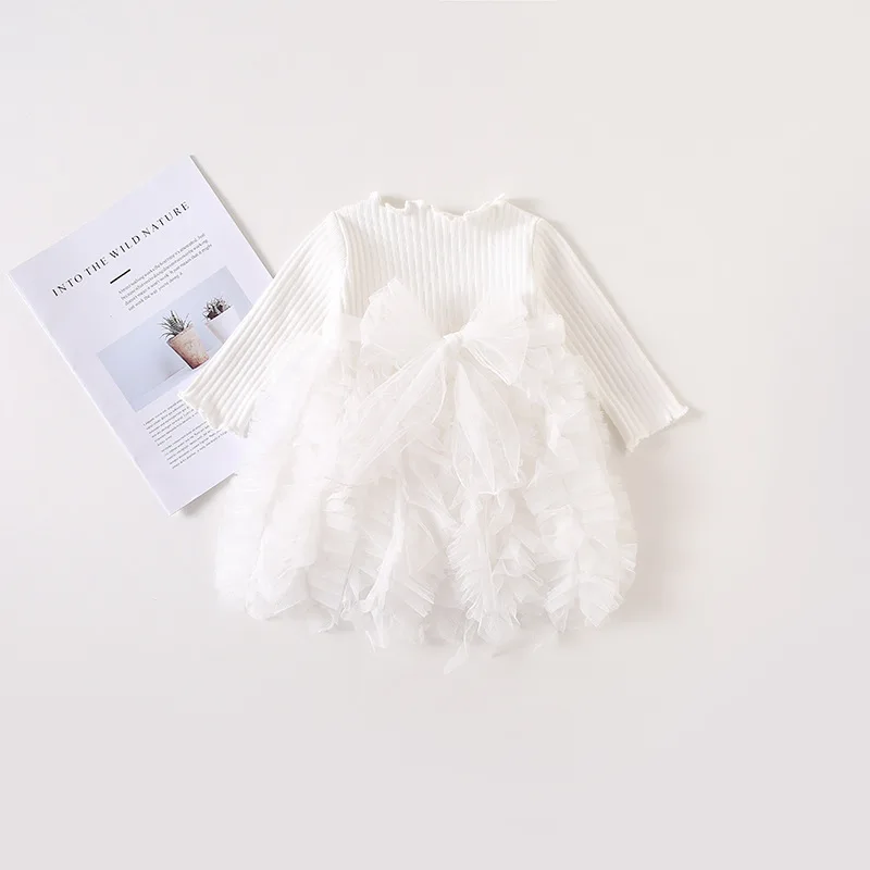 Celveroso Autumn Children Clothing Girls Clothes Spring Yarn Stitching Puff Princess Dress Baby Kids | Детская одежда и обувь