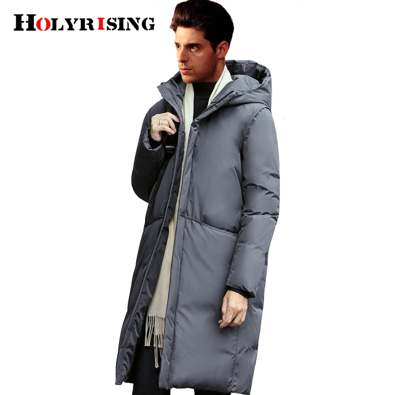 

Holyrising Thick Long Men Winter jacket white duck down chaqueta plumas hombre invierno 2 color Hood Men down coat 18151-5