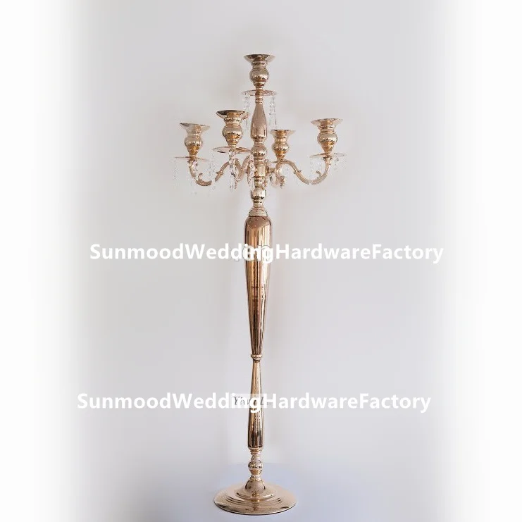 Подсвечник для свечей Mental Gold Tall для свадебного центрального украшения, большой пандус для прохода, покрытый пластиной, свечные подсвечники для мероприятий.