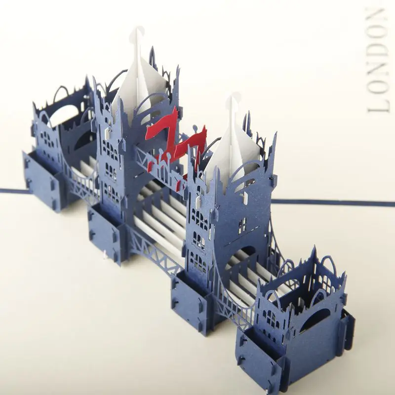 (4 шт./лот) 3D резьба Лондонский Тауэрский мост поздравительная открытка лазерная