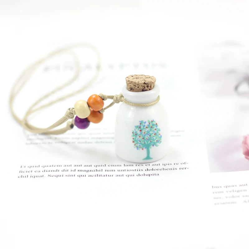 Wish Tree - c Кремация домашних животных золы урны для золы, украшения ручной работы Плетение ожерелье с восковой ниткой колье керамика кулон - Цвет: Wish Tree - c