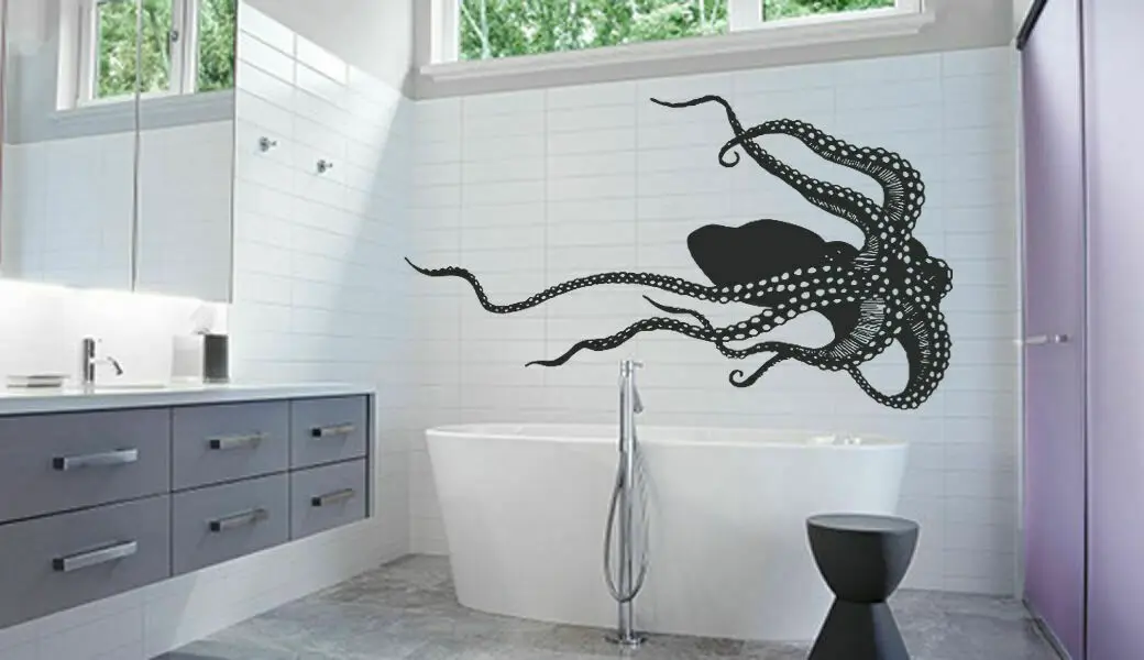 Виниловая настенная аппликация Zee dier gigantische octopus tentakels Морской стиль украшение для