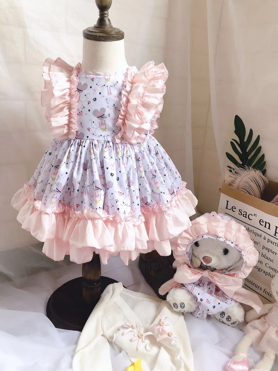 2019 Summer New Arrivals Spanish Customized Cartoon Mouse Quality Dress 3pcs Baby Girls Birthday Kids Dresses for | Детская одежда и