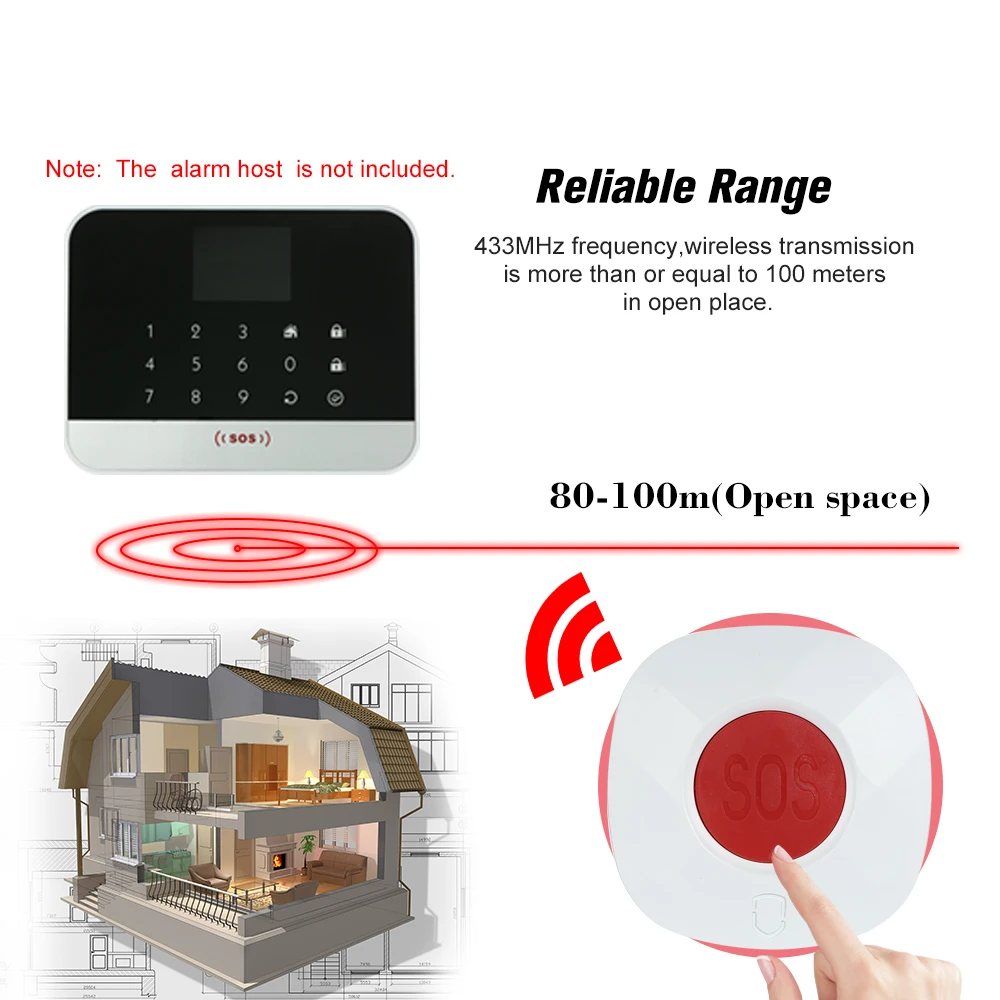 433 МГц Беспроводной удаленного вызова кнопка SOS/Аварийная уход пейджер