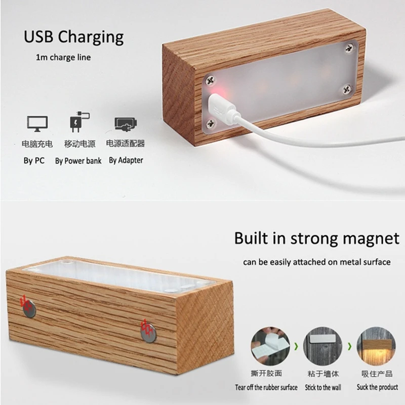 ReBlue Ночной светильник с сенсорным датчиком, светильник USB Led 5 В, перезаряжаемый настенный светильник из настоящего дерева, светильник с защитой глаз, настольная Ночная лампа для детей