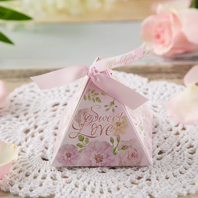 100 шт рекламные треугольные сладкие розовые вишневые Цветы Свадебные сувениры