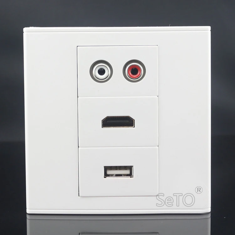 SeTo 86 Тип красный и белый аудио + HDMI USB разъем настенная пластина Keystone лицевая
