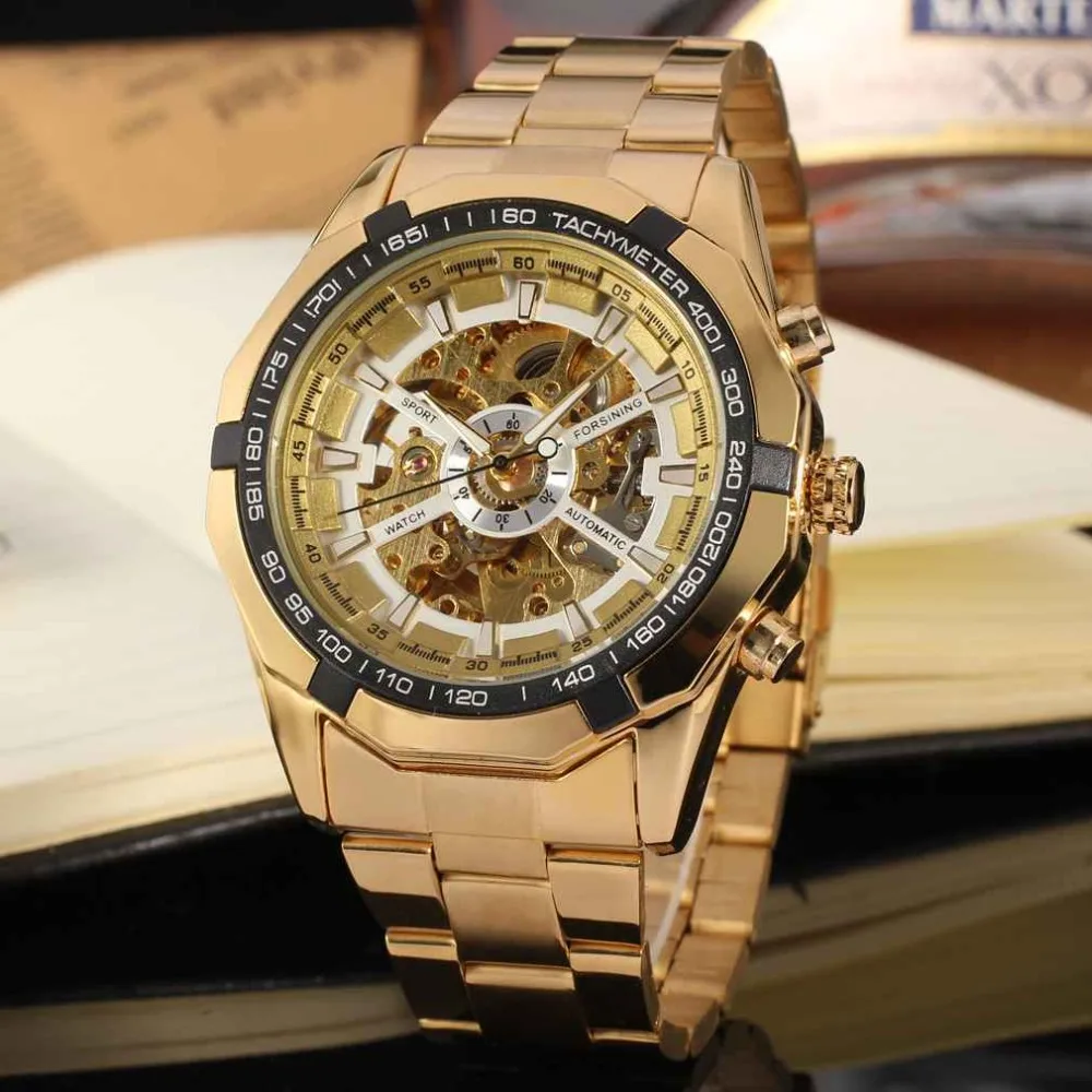 Прямая поставка автоматические модные часы Forsining браслет из нержавеющей стали