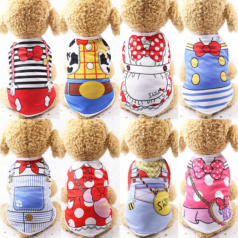 Кота собаки футболки ель лето в Dong жилеты стиле милых собачек мягкая одежда для