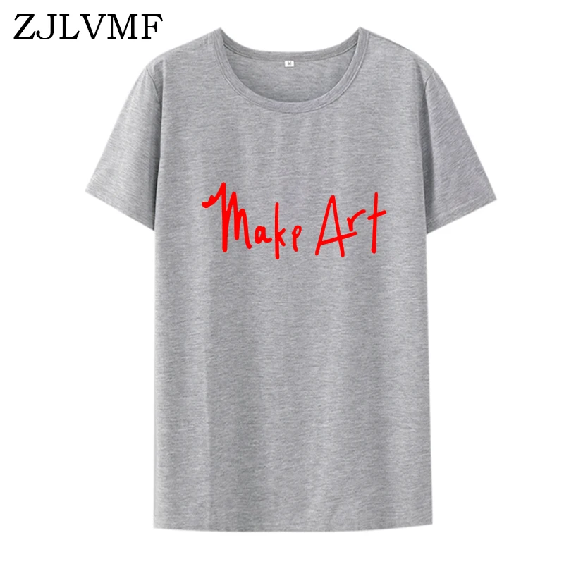 Женская футболка Zjlvmf Make Art свободная повседневная с круглым вырезом большой