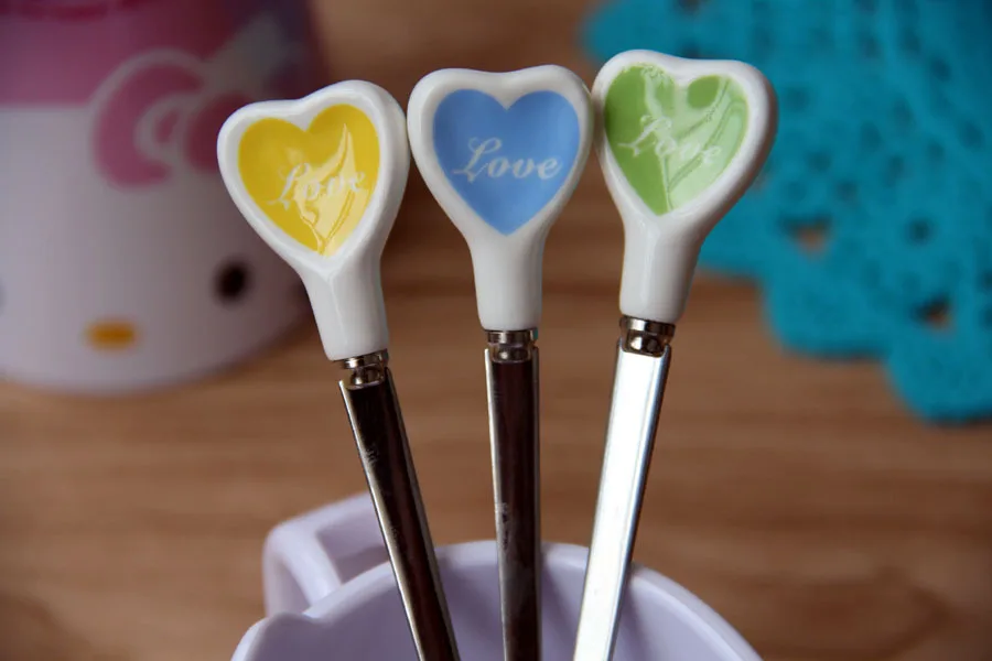 1 шт. длинная ручка милое сердце форма нержавеющая сталь мороженое десерт