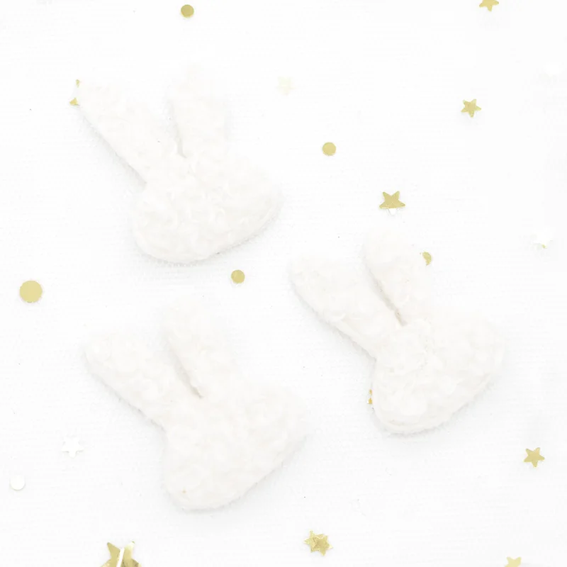 20 шт. Мягкие плюшевые нашивки Kawaii кролик аппликация для DIY одежды, шляпы, сумки, шерстяные перчатки, носки шитье орнамент G43 - Цвет: White