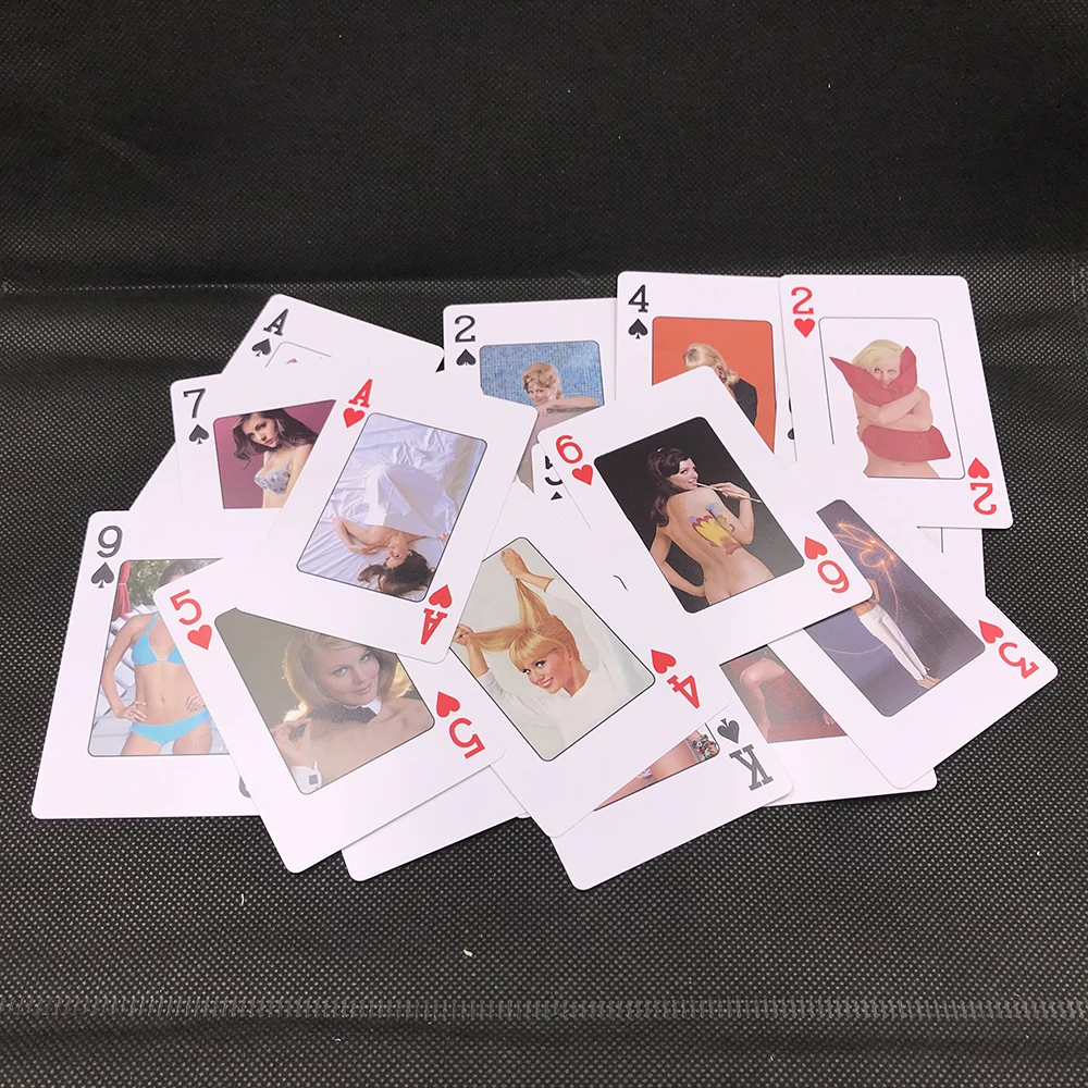 55 Cards Deck Beautiful Girls Playing Cards, Waterproof Plastic Poker Collection Cards Durable Magic Carta De Poker Model Cards