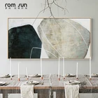 Нордический минималистский черный и белый камень, холст, серый плакат, печать, большая настенная живопись для отеля, прохода, гостиной, Декор