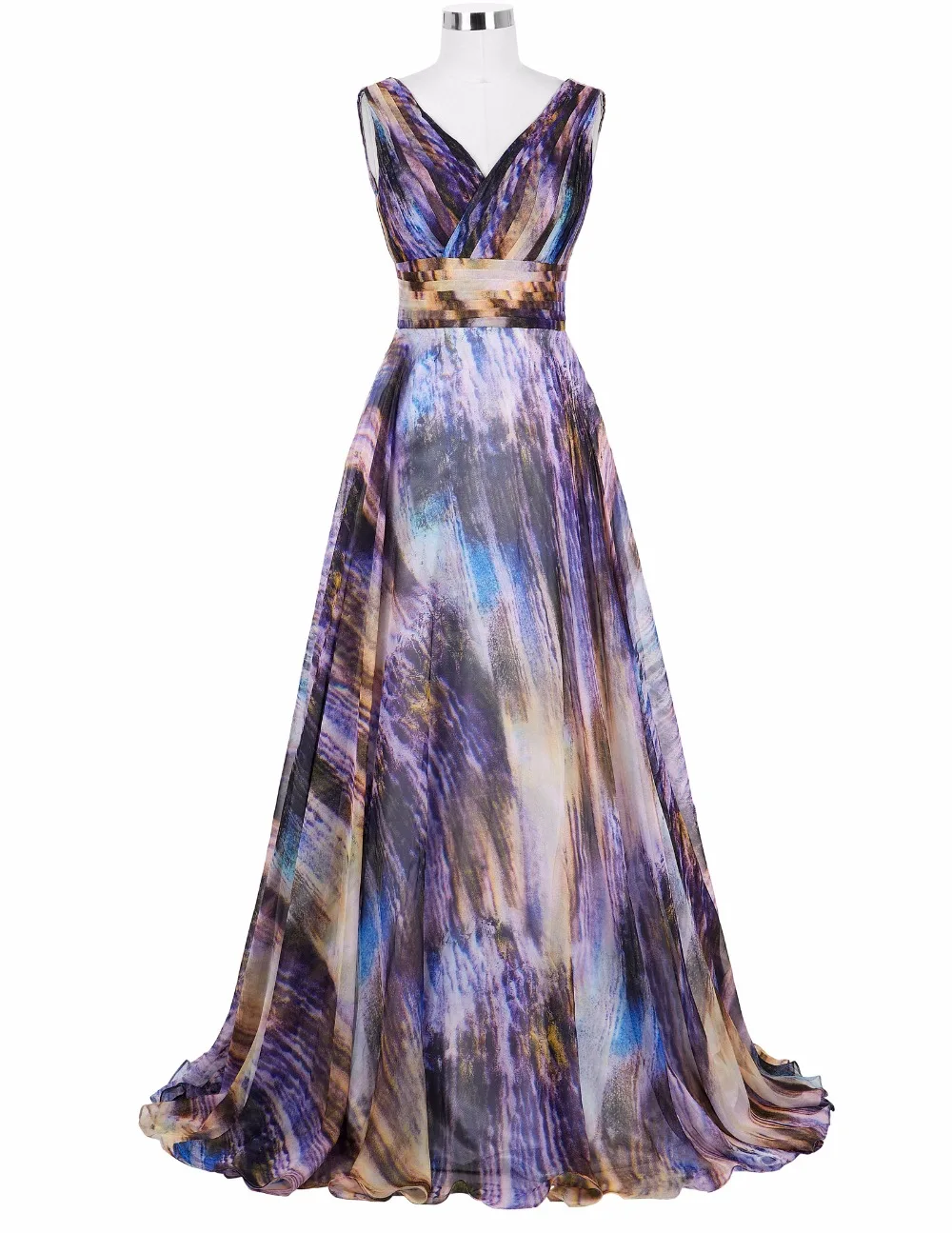 Реальные Изображения Платье Выпускного Вечера Длинные 2017 Sexy V Шеи Шифон Line