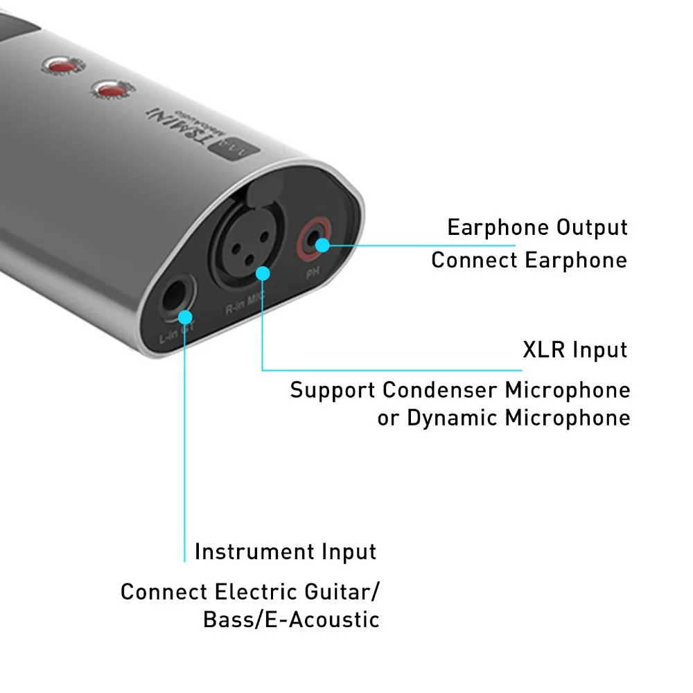 TS Mini USB аудио интерфейс звуковая карта для инструмента микрофон Запись прямая трансляция портативный для телефона компьютер гитара