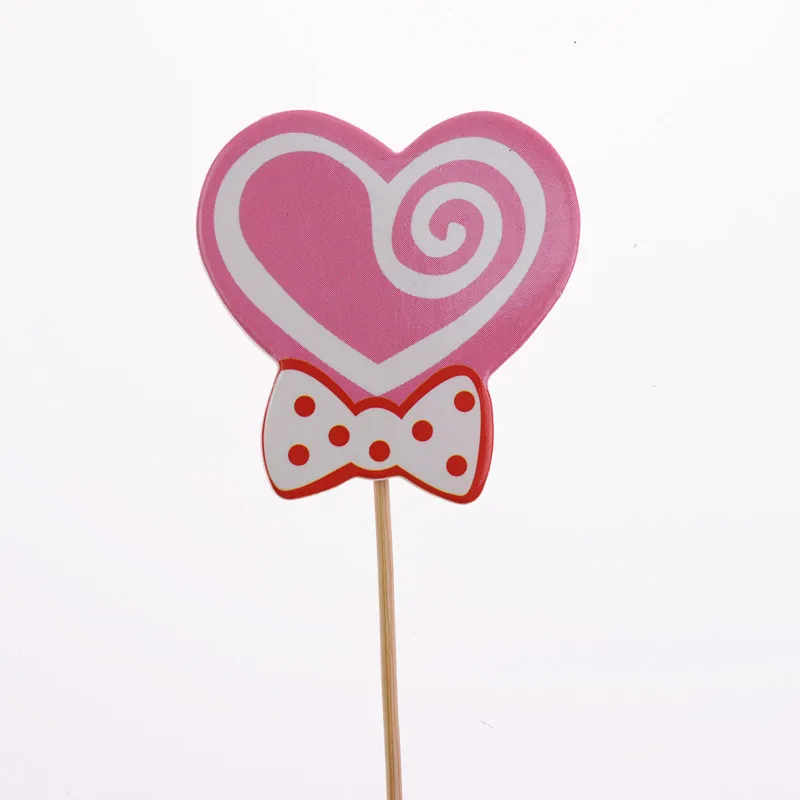 12 шт./лот розовый леденец с сердечком днем рождения флаги для торта на день