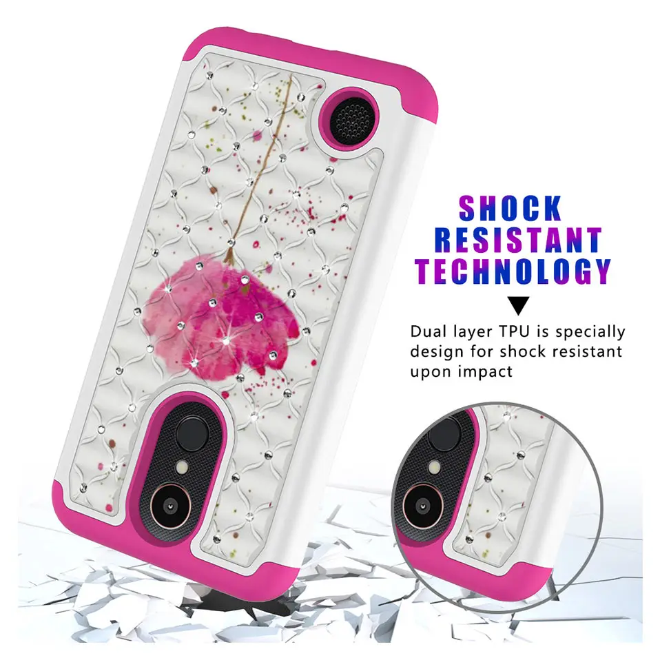 For LG K10 2017 2018 High quality 2-in-1 TPU + PC shells Capa Coque Cover G7 K30 K20 Plus Fashion diamond flash back case |