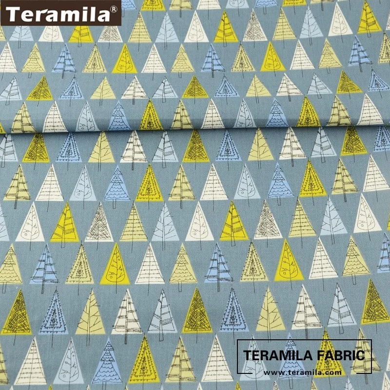 Хлопок Teramila ткани мультфильм геометрия деревья дизайн ярко серый высокое