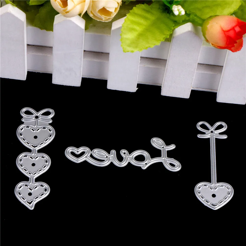 3 шт./компл. любящее сердце с цветочным узором Милая Трафаретный вырубной штамп