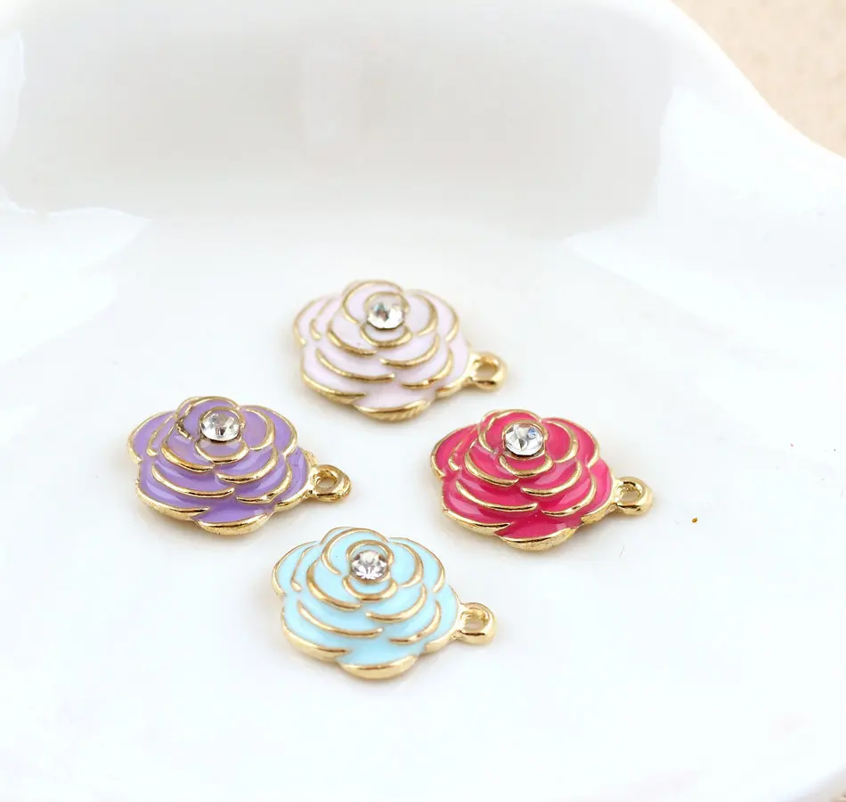 Стразы сердечник из сплава подвеска в виде цветка золотой тон масляная капля