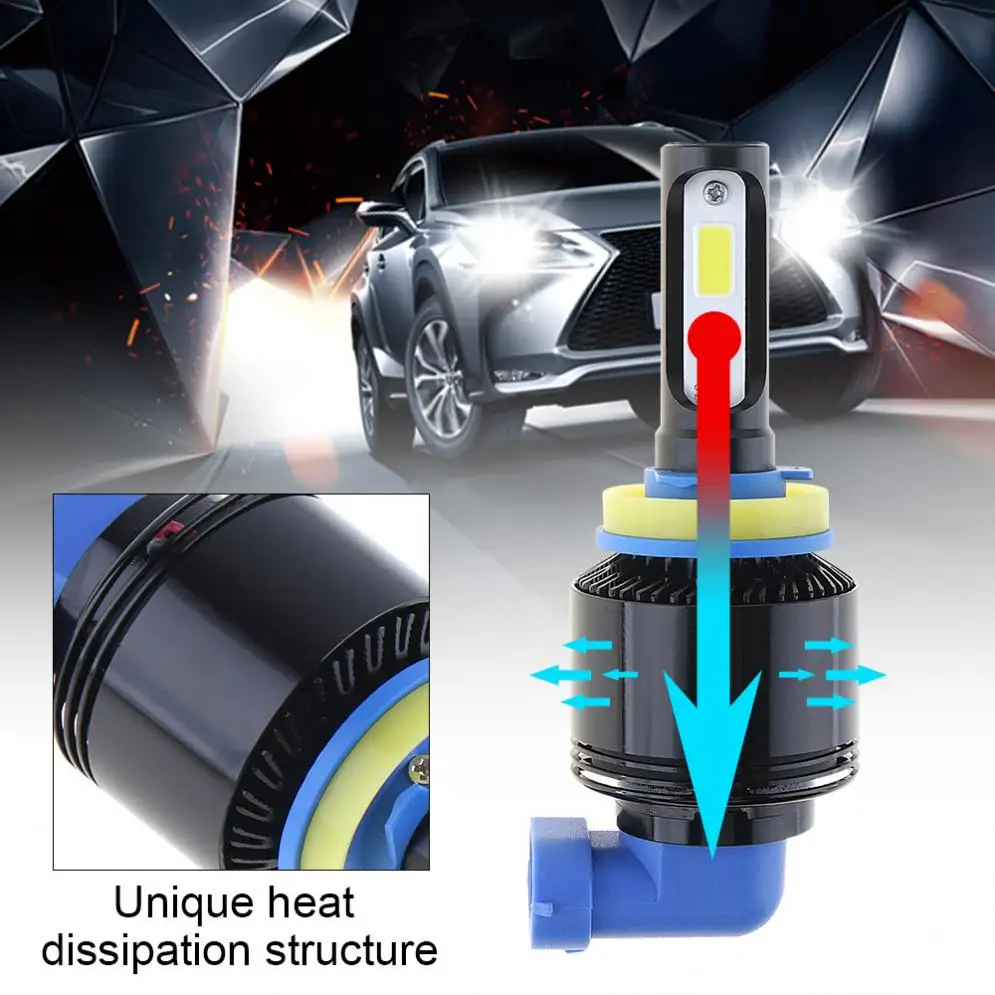 

72W H8 H11 8000LM 6000K All-In-One without Line LED Headlight Kit Hi or Lo Beam Bulbs Automotive LED Headlamps for Cars