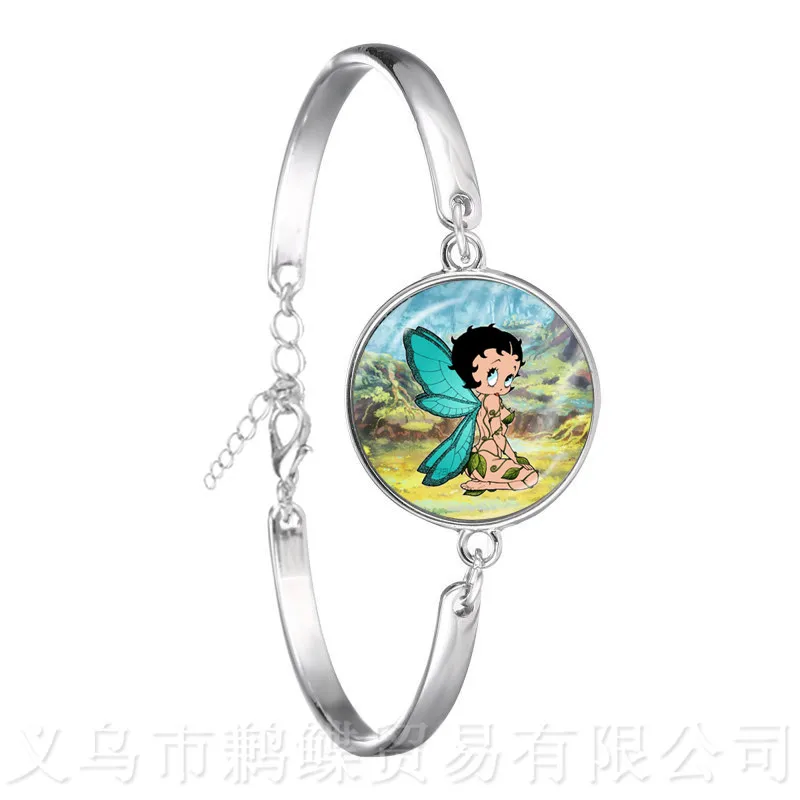Женский и мужской купольный браслет Betty Boop со стеклянными крыльями Ювелирное