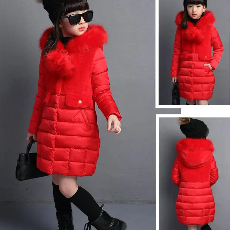 Новинка 2019 модное плотное теплое меховое зимнее пальто с капюшоном для девочек