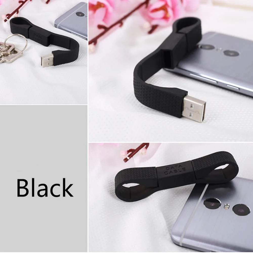 Гибкий короткий мини микро USB кабель Брелок Зарядное устройство Синхронизация