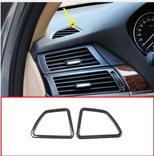 

2pcs Carbon Fiber Style Car Front Dashboard Side Air Conditioning Vent Frame Trim For BMW X5 E70 X6 E71 2008-2013 LHD