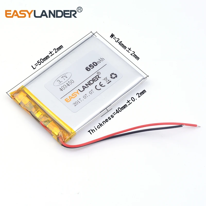 403450 3 7 V 650mAh литий-полимерный литий-ионный аккумулятор для игрушек POWER BANK GPS mp3 mp4