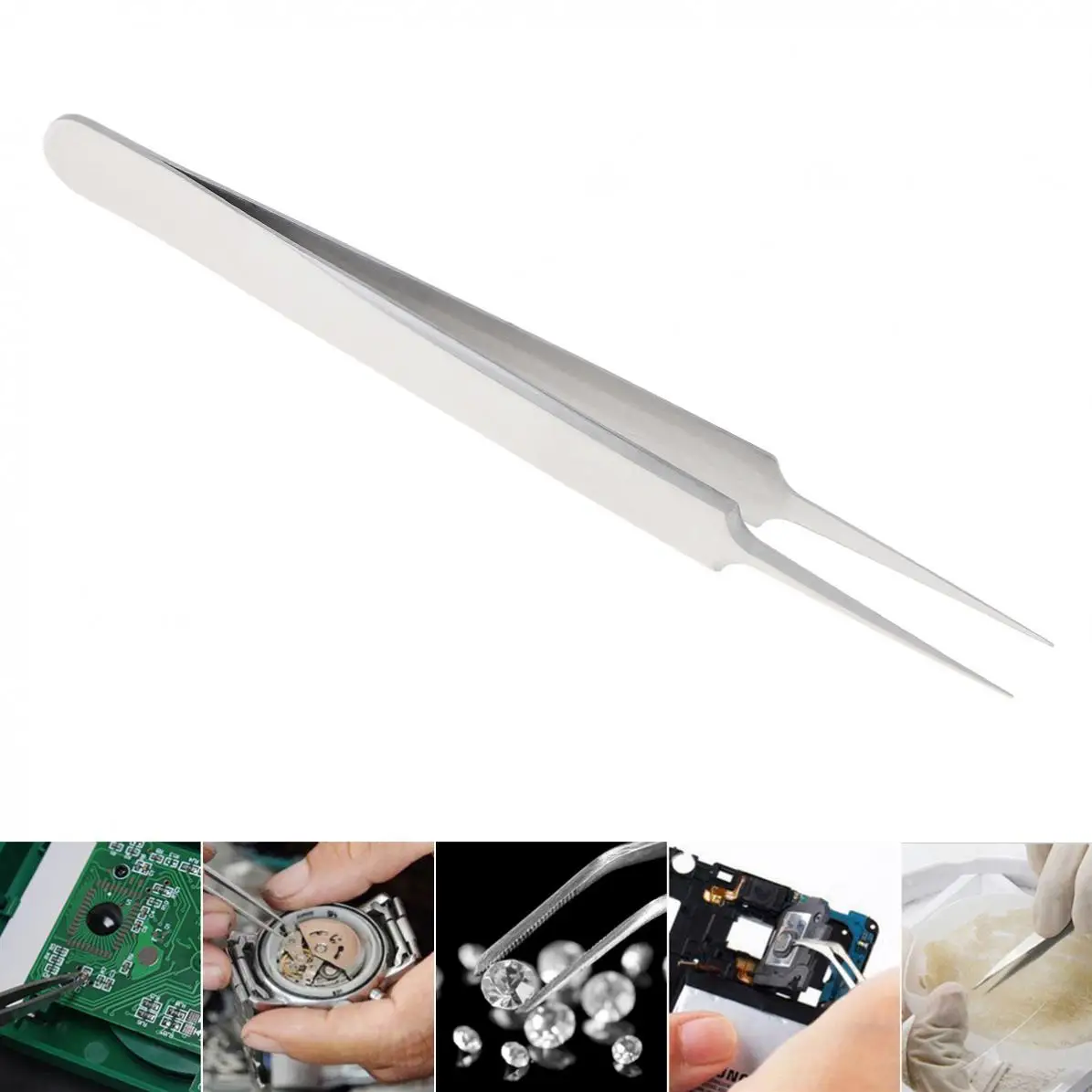 

117MM Stainless Steel Tweezers Straight Blackhead Pimple Comedone Tweezer for Face Cleaner