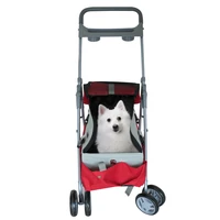 collapsible pet stroller dog and cat four wheel trailer thick oxford cloth easy to clean firm and durable large interior space