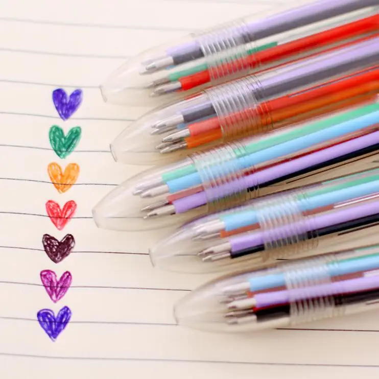 

20pcs/lot Wholesale Cute Kawaii Rainbow 6 colors Press style ballpoint pen school supplies stationery