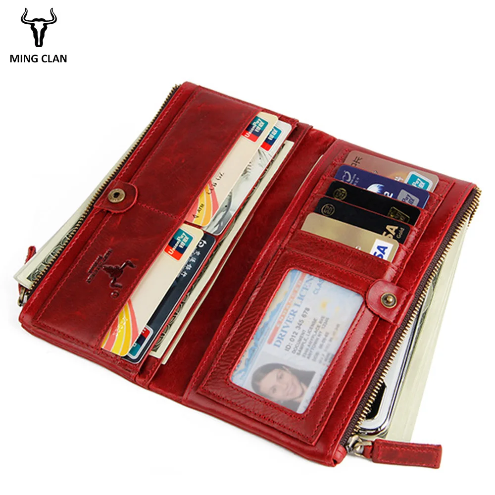 Женский кошелек из натуральной кожи с отделением для кредитных карт и RFID