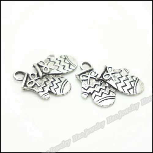 

100 pcs Vintage Charms Gloves Pendant Antique silver Fit Necklace DIY Metal Jewelry Making