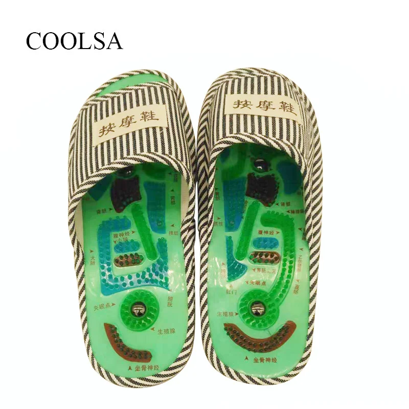 Тапки COOLSA мужские домашние массажные плоские Нескользящие в синюю полоску Эва