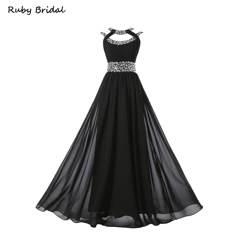 Ruby Bridal 2017 Vestidos De Fiesta длинные черные вечерние платья трапециевидной формы