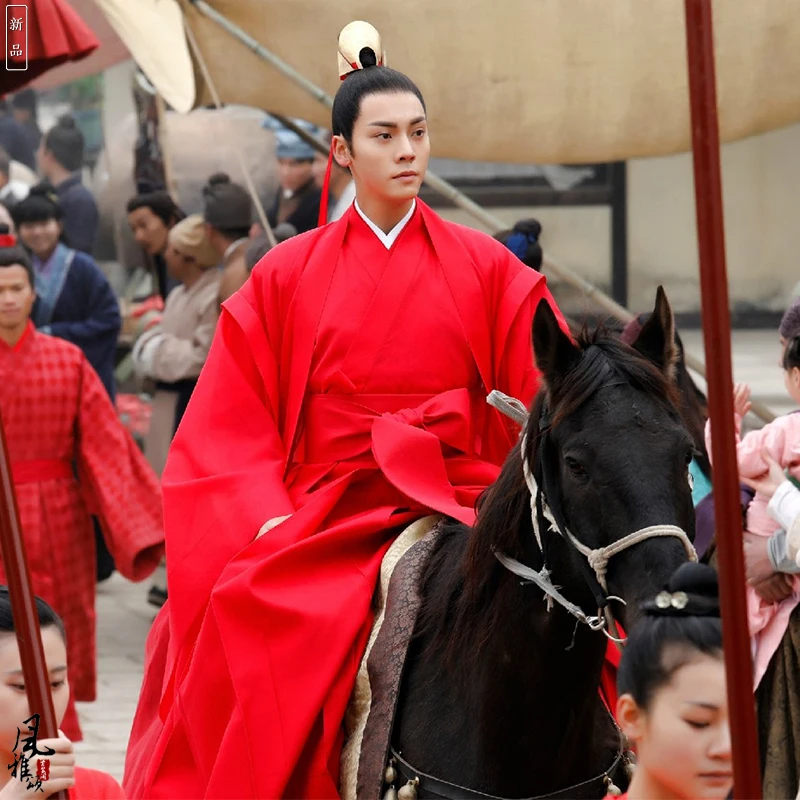 

Юань Лин же дизайн красный Жених Свадебный костюм Hanfu новейшая телевизионная игра Zui Ling длинный драматический костюм Hanfu