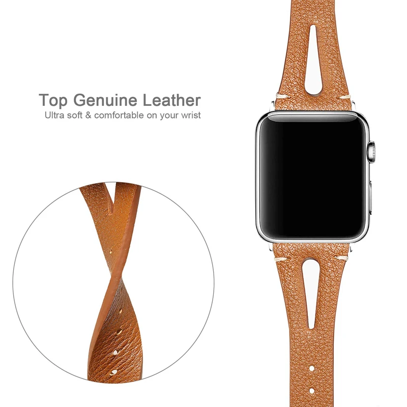 Ремешок для apple watch band 44 мм 40 42 38 браслет из натуральной кожи iwatch series 6/se/5/4/3/2