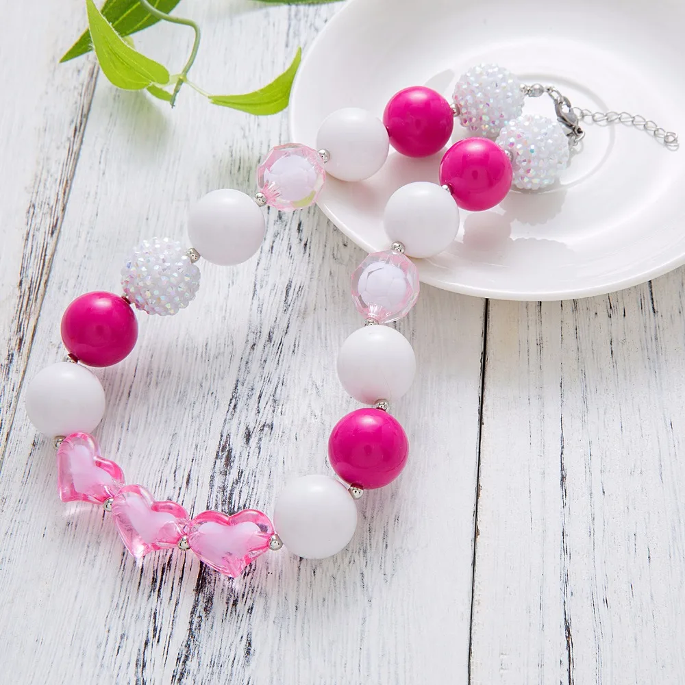 Cute Pink Bubblegum Bead Newest Design Handmade DIY Jewelry Kid Chunky Necklace Baby For Children | Украшения и аксессуары
